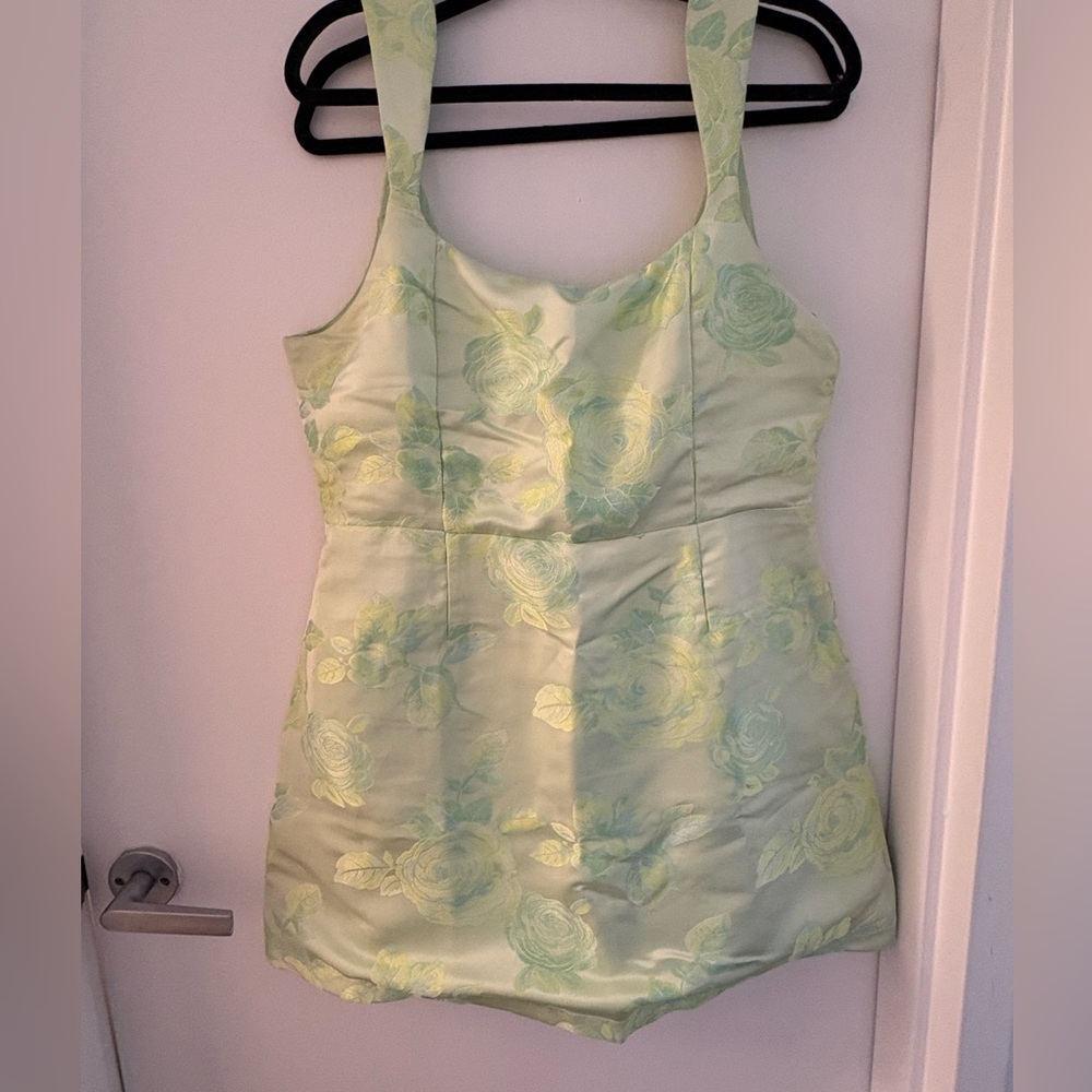 Lulu's Light Green Floral Mini Dress